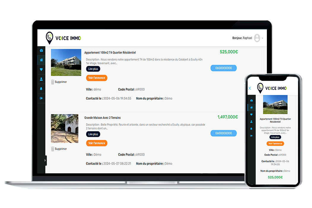 Site immobilier sur ordinateur et mobile